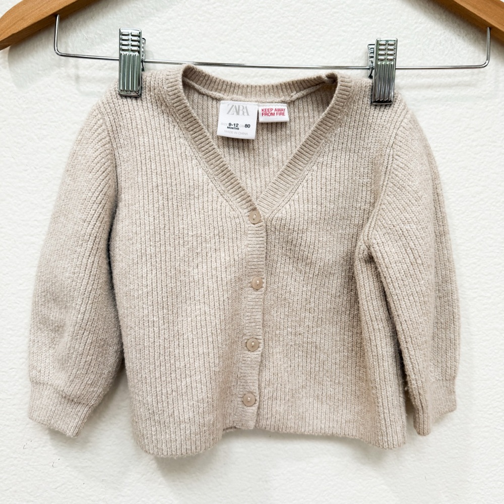 Zara Baby Knit Cream Button Cardigan Size 9-12 Mo